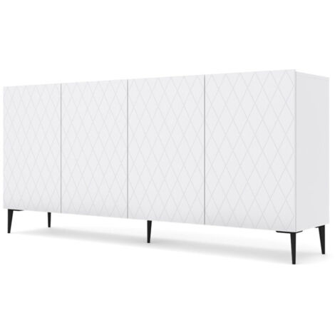 Commode DIUNA 193 cm 4D blanc mat pieds