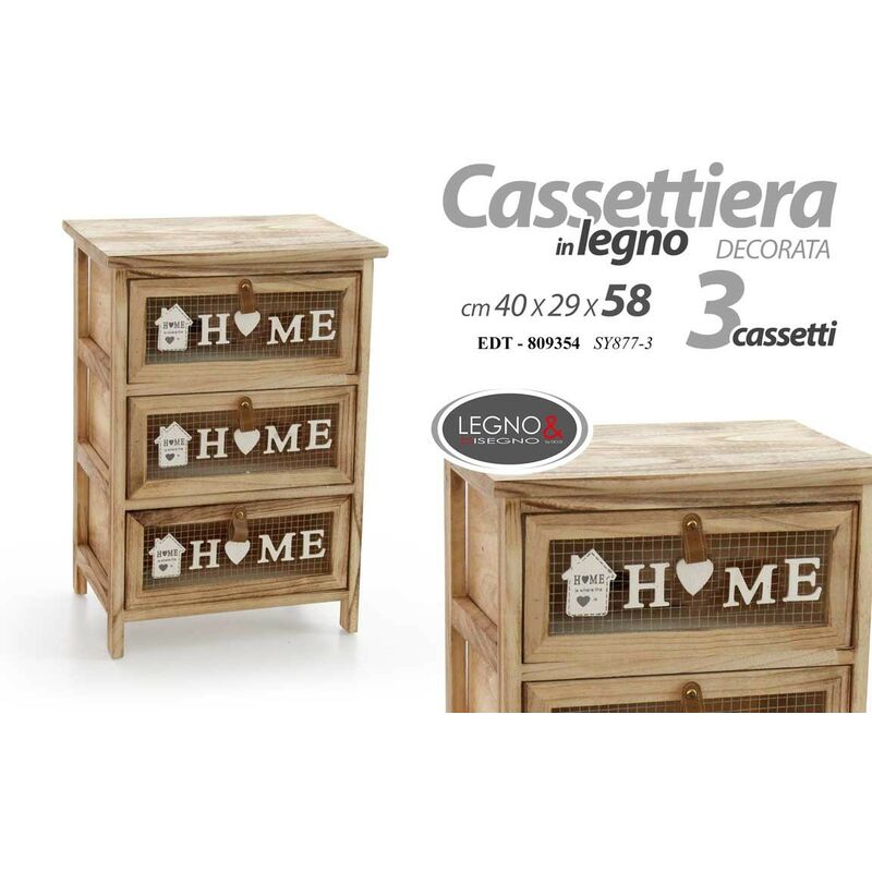 Commode domestique avec trois tiroirs en bois cm 40 x 29 x 58 h Commode domestique avec trois tiroirs en bois cm 40 x 29 x 58 h