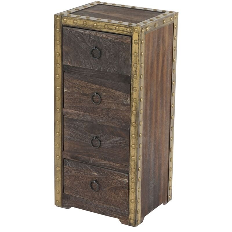 Jamais utilisé] Commode Duran, commode à tiroirs, armoire, 4 tiroirs, style shabby, vintage 70x33x26cm, marron
