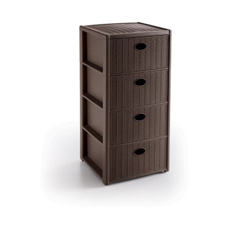 Commode élégance en plastique gris tourterelle 40x40x80 cm – 4 tiroirs – Rangement optimal pour cuisine, salon ou chambre – Stefanplast - 40x40x80h