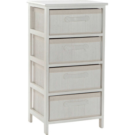 Commode élégante bambou blanc pour une ambiance zen - Blanc cassé à lignes verticales