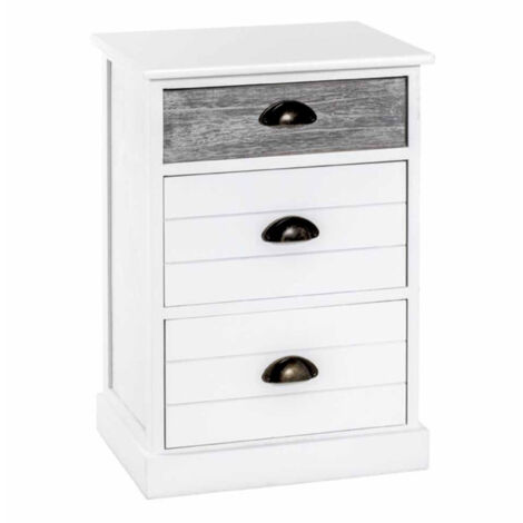 Commode en Bois 3 Tiroirs "Mario" 60cm Blanc