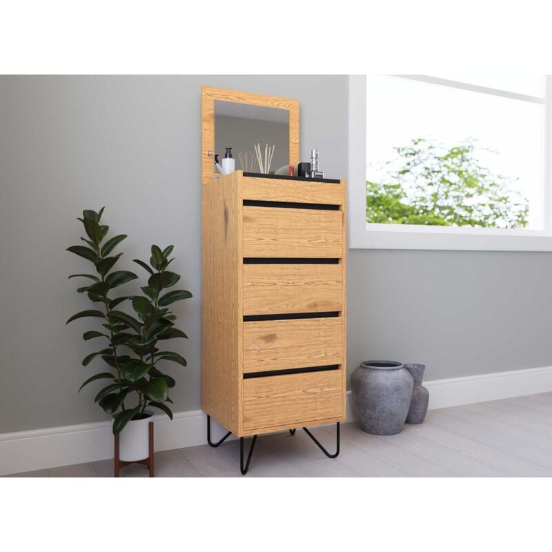 Deco In Paris - darina - Commode en bois 4 tiroirs avec coiffeuse intégrée darina