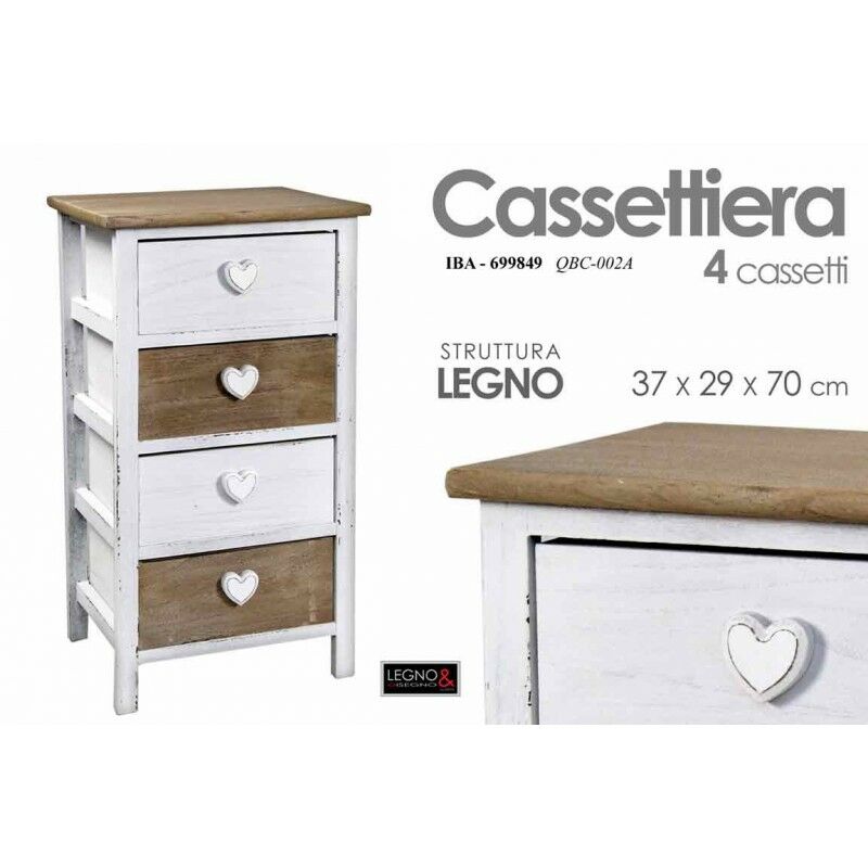 Webmarketpoint - Commode en bois blanc bicolore 4 tiroirs cm 37 x 29 x 69 h