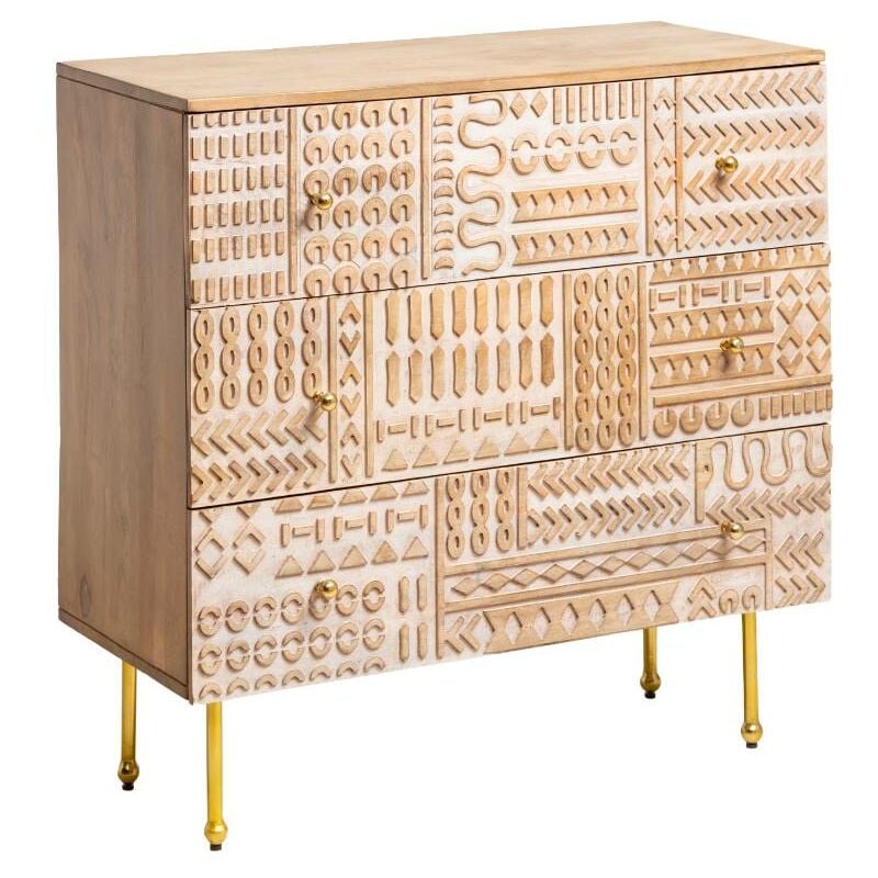 Commode en bois de manguier sculpté Léopold