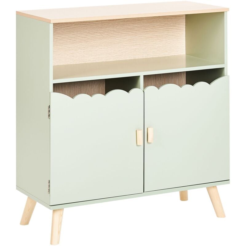 Commode en Bois de Pin mdf Meuble Chambre Enfant Pieds en Bois Vert Clair Lackey