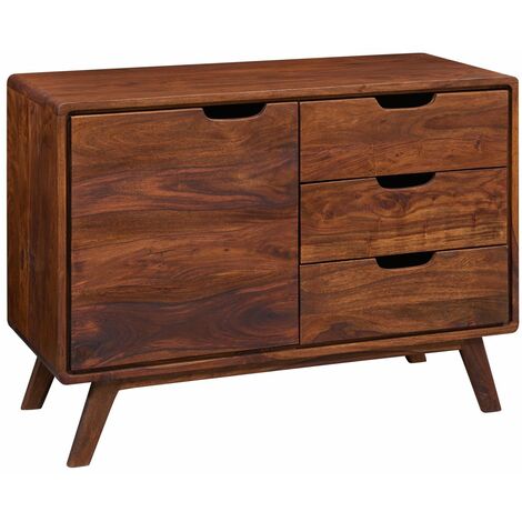 Commode en bois de Sheesham 90x40x65 ciré noisette MALMÖ 2 104