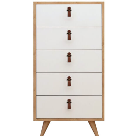 Commode en bois "Frenzu" - 50 x 40 x 103 cm - Blanc