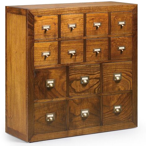 Commode en bois massif de Mindy 14 tiroirs Orka 90cm