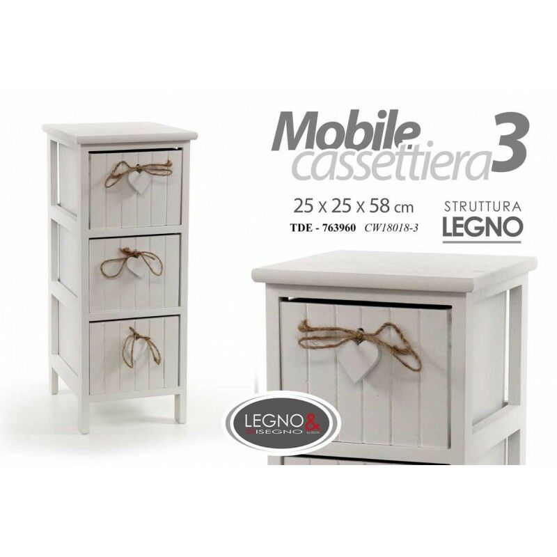 Commode en bois shabby blanche cm 25 x 25 x 58 h