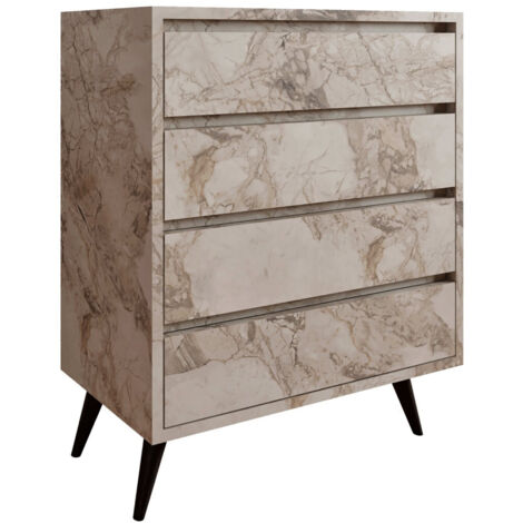 Commode en bois "Suvera" - 70 x 40 x 86 cm - Beige marbré