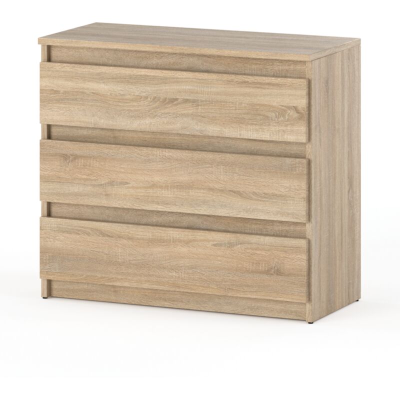 Commode en chêne Sonoma 80CM 3S, meuble TV pour salon chambre à coucher