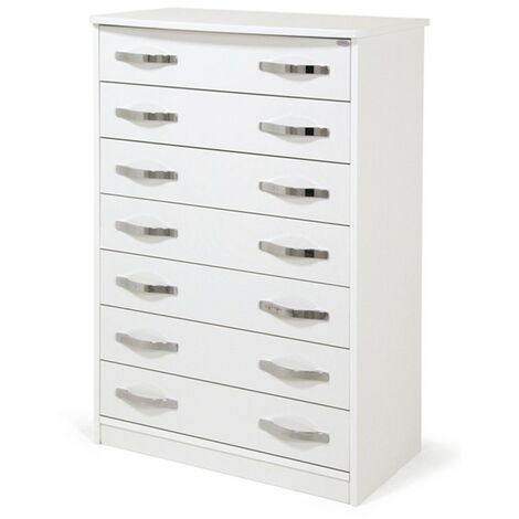 Commode en Frêne Blanc en bois mélaminé avec 7 tiroirs H.111x76x42 cm