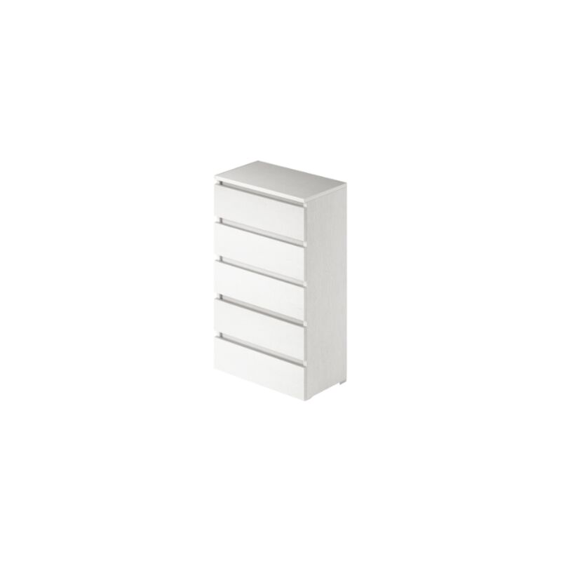 Argonauta - Commode en Fr&ecirc;ne Blanc en bois m&eacute;lamin&eacute; avec 5 tiroirs h127x47x40 cm