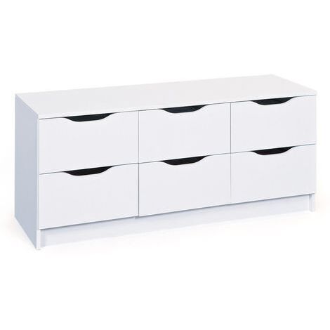 Commode en panneaux de particules mélaminé coloris blanc - Dim : 122 x 40 x 50 cm -PEGANE-