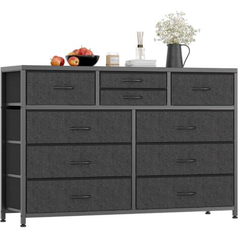 Commode enfant 10 tiroirs en tissu – Cadre métallique robuste – Dimensions 116x35x80 cm – Meuble moderne pour chambre et salon – Hydromotrix