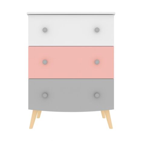 COMMODE ENFANT BLANC, GRIS ET ROSE RINGO
