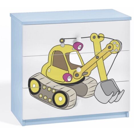 Commode enfant bleu version grue 80cm