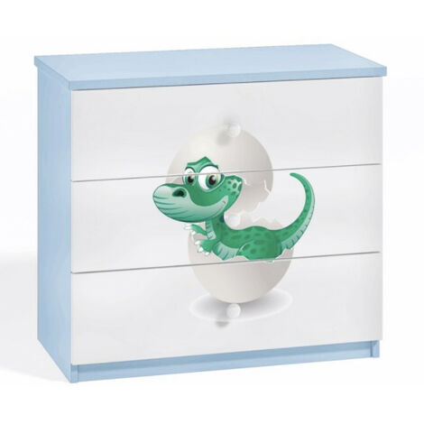 Commode enfant bleue petit dinosaure 80cm