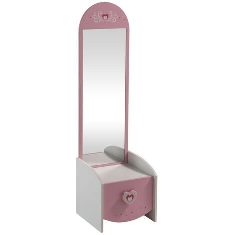 Commode enfant coiffeuse Anastasia blanche et rose