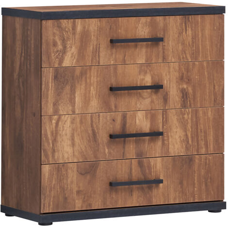Commode enfant contemporaine 80 cm acacia/noir Marinella