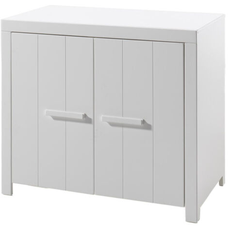 Commode Enfant en Bois 2 Portes "Erik" 100cm Blanc