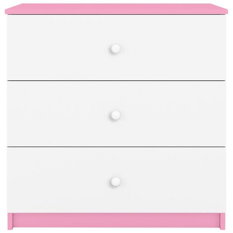 Commode enfant rose et blanche Drimy 80cm