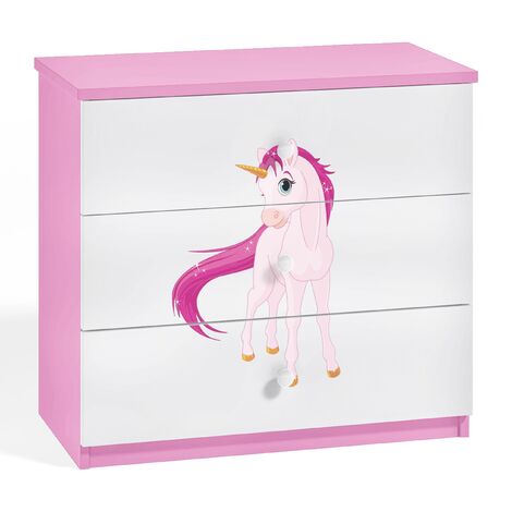 Commode enfant rose Licorne 80cm