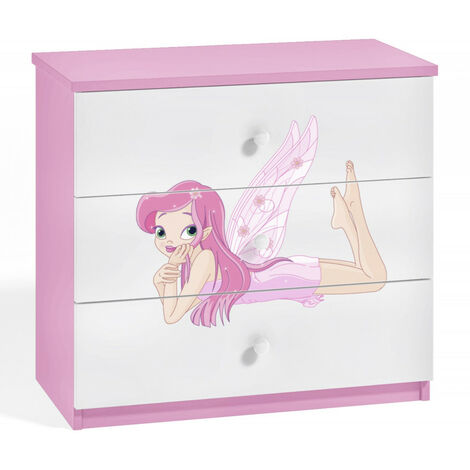 Commode enfant rose petite fée 80cm