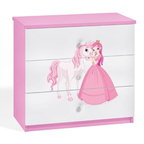 Commode enfant rose princesse debout et cheval Drimy