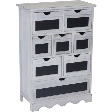 Commode Ermelo, armoire à tiroirs avec tableau, style shabby, vintage 87x60x30cm - blanc