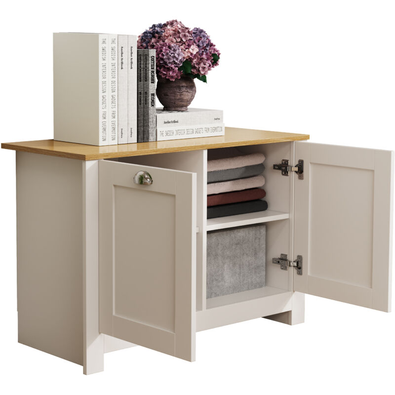 VCM - Commode et sideboard Balusa h. 60 x l. 89 x p. 40 cm Blanc