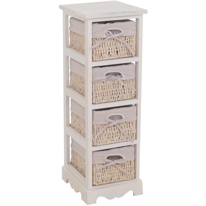 Commode / étagère 4 paniers, 25x28x74cm, shabby, vintage, blanc
