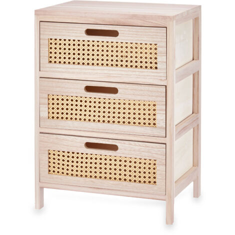 Commode étroite 3 tiroirs en bois de haute qualité – Cannage viennois – Dimensions 29 x 40 x 58 cm – Meuble pour petits espaces – Gift Decor