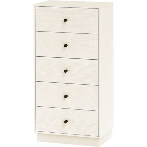 Commode étroite 5 tiroirs, meuble de rangement haut, design moderne pour chambre ou salon, 47x29x95cm, blanc crème