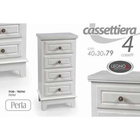 Commode étroite blanc côme 4 tiroirs cm 40 x 30 x 79 h