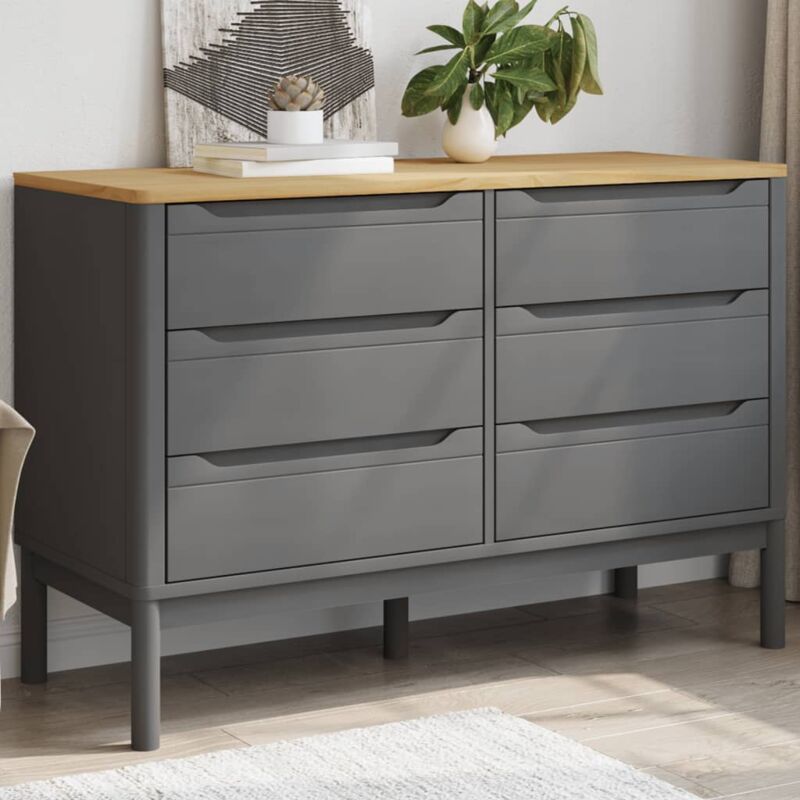 Commode floro gris bois de pin massif Vidaxl