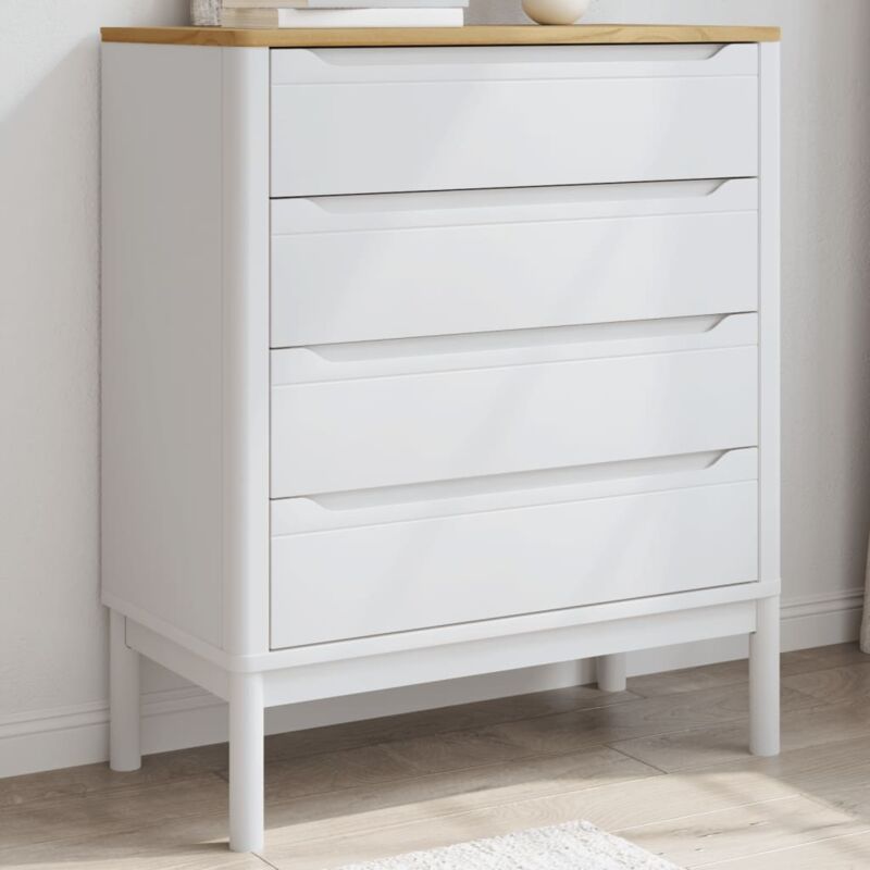 Vidaxl - Commode floro blanc bois de pin massif