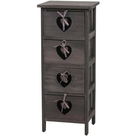 Commode Forli - armoire à tiroirs - 4 tiroirs avec curs 70x29x25cm - look shabby - vintage - gris-brun