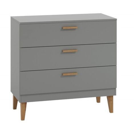 Commode grise et pieds en bois de chêne Blanka