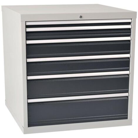 Commode H1019xL1005xP736mm gris clair/gris 6 tiroirs Grande chambre