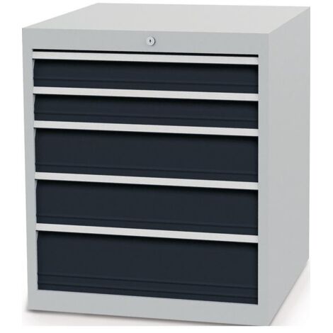 Commode H819xL705xP736mm gris clair/gris 5 tiroirs Grande chambre