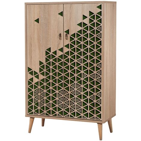 Commode haute 2 portes en bois clair Kiza 121