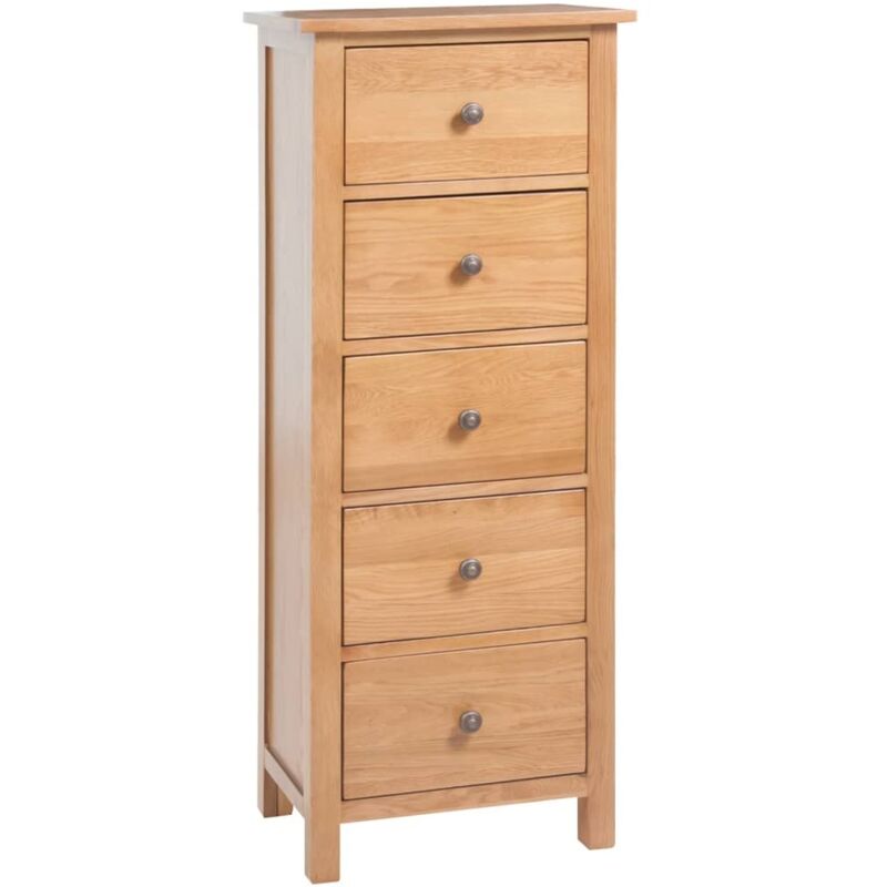 Vidaxl - Commode haute 45x32x110 cm Bois de ch&ecirc;ne massif Brun