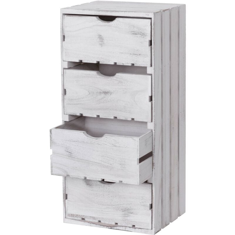 Jamais utilisé] Commode HHG 519, 4 tiroirs, 70x32x26cm, blanc shabby