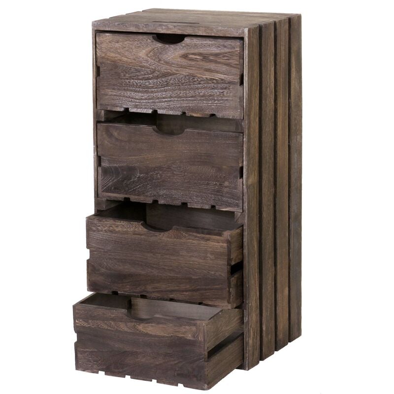 Jamais utilisé] Commode HHG 519, 4 tiroirs, 70x32x26cm, brun shabby