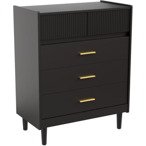 Commode HOMAVO 5 tiroirs 74x90 cm noir DG2
