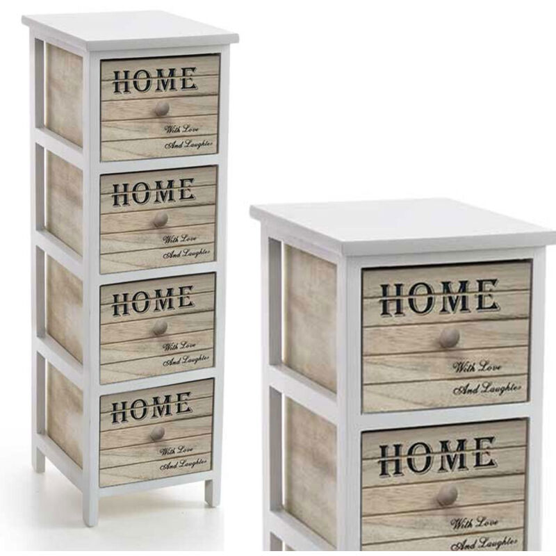Commode Home en bois avec décorations 4 tiroirs cm 26 x 32 x 80 h Commode Home en bois avec décorations 4 tiroirs cm 26 x 32 x 80 h