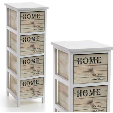 Commode Home en bois avec décorations 4 tiroirs cm 26 x 32 x 80 h