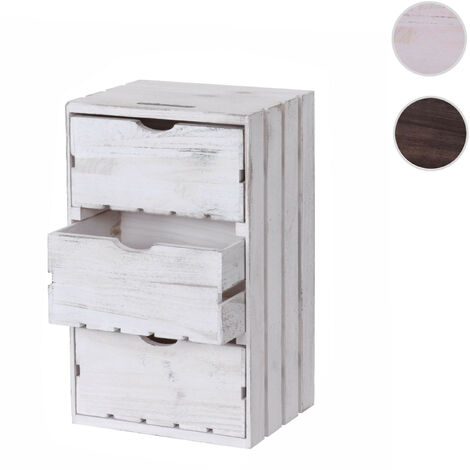 Commode HWC-C62, 3 tiroirs, 53x32x26cm - blanc shabby